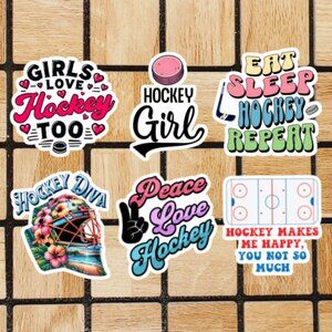Women's Hockey Sticker Pack of 6 Vinyl Stickers Waterproof Die Cut Sticker Set